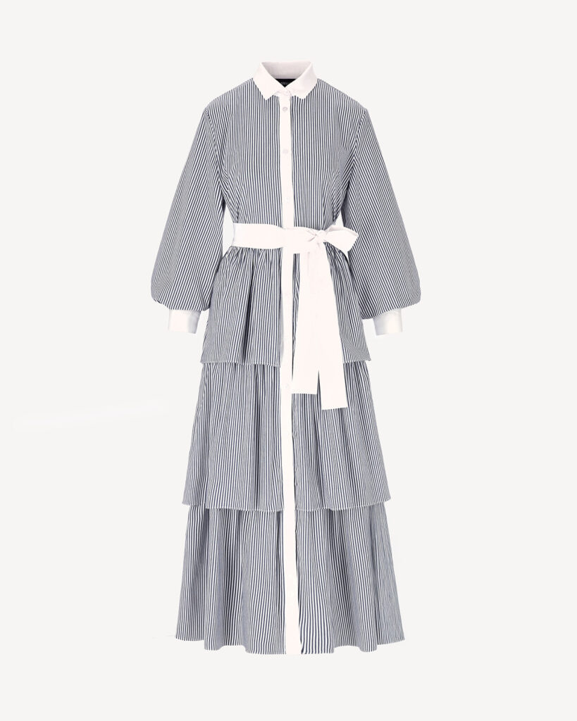 La Ferida midi dress with ruffles and stripes
