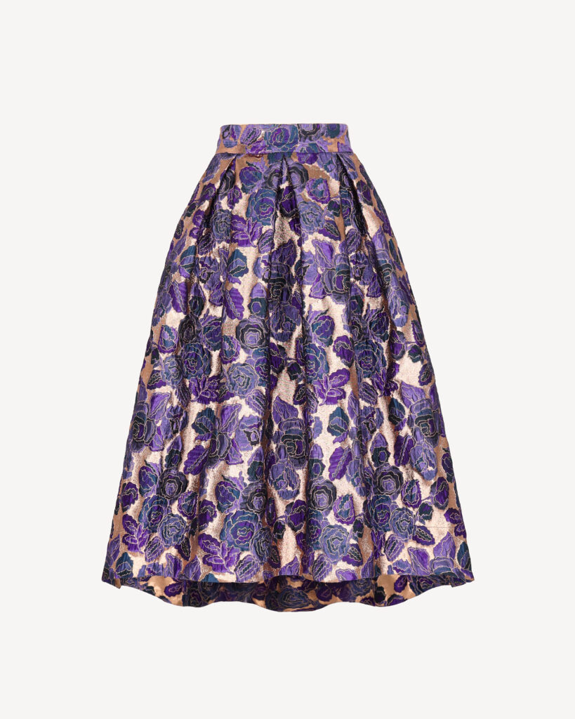 Elegancka spódnica midi w rozkloszowanym fasonie w kwiaty