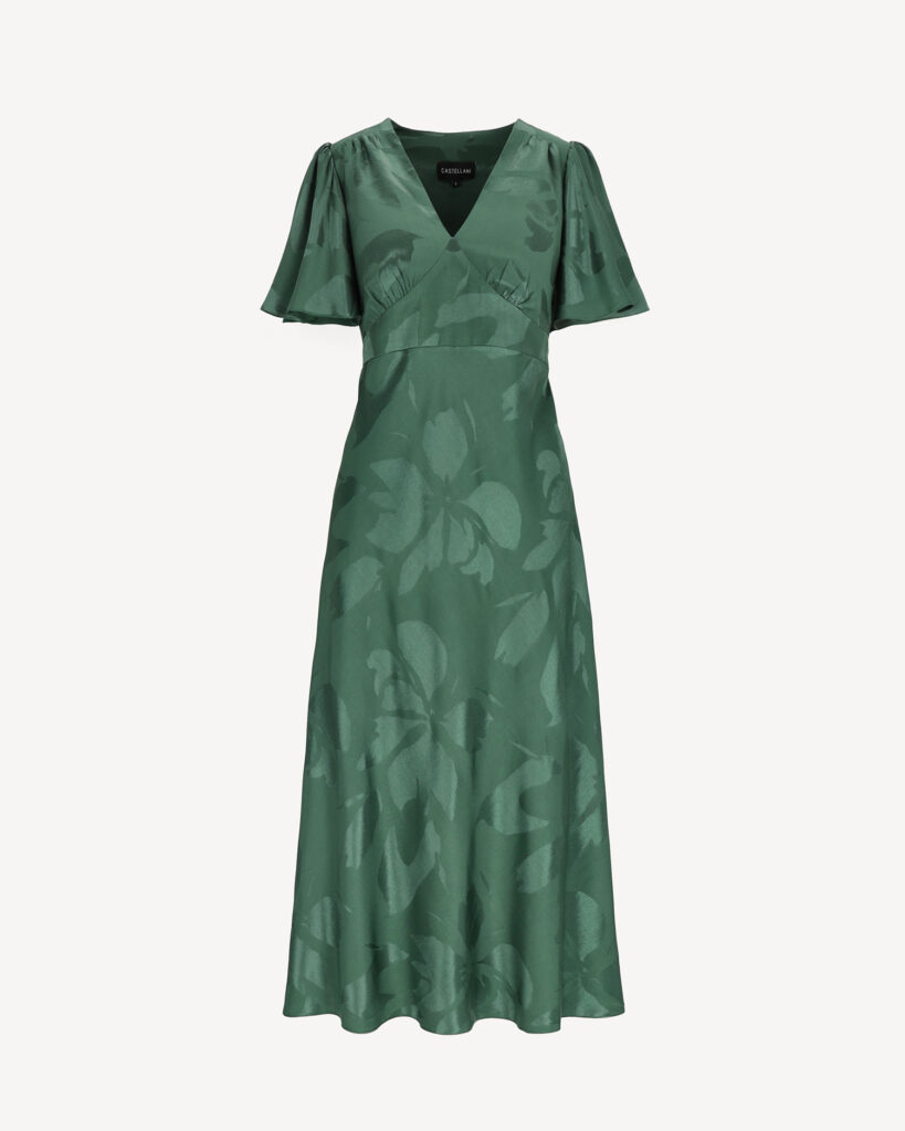 Elegancja sukienka midi zielona z wiskozy