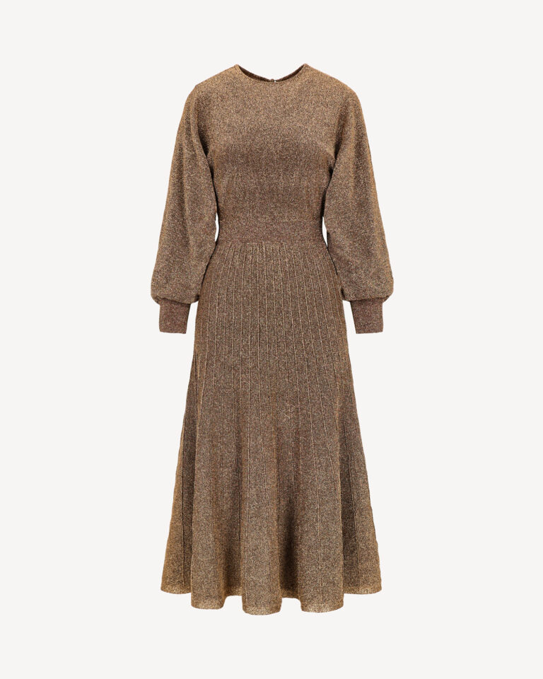 Sukienka midi z jedwabiem w odcieniu złotego brązu