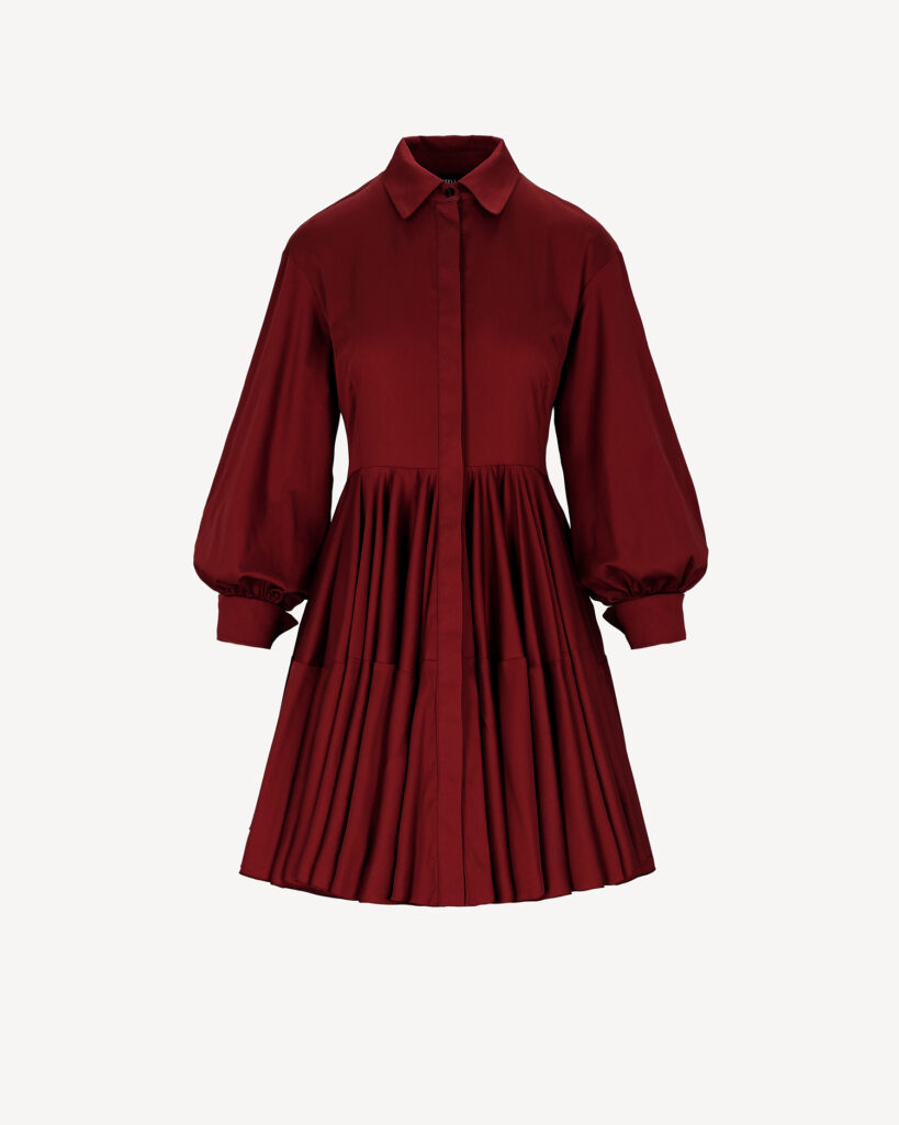 Sukienka Celinea mini bordowa koszulowa