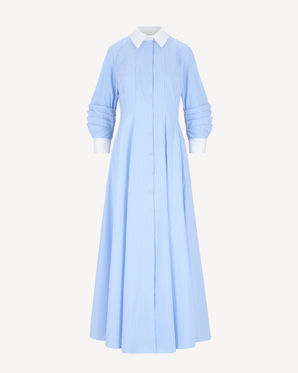 Elegancka sukienka koszulowa w paski niebieskie