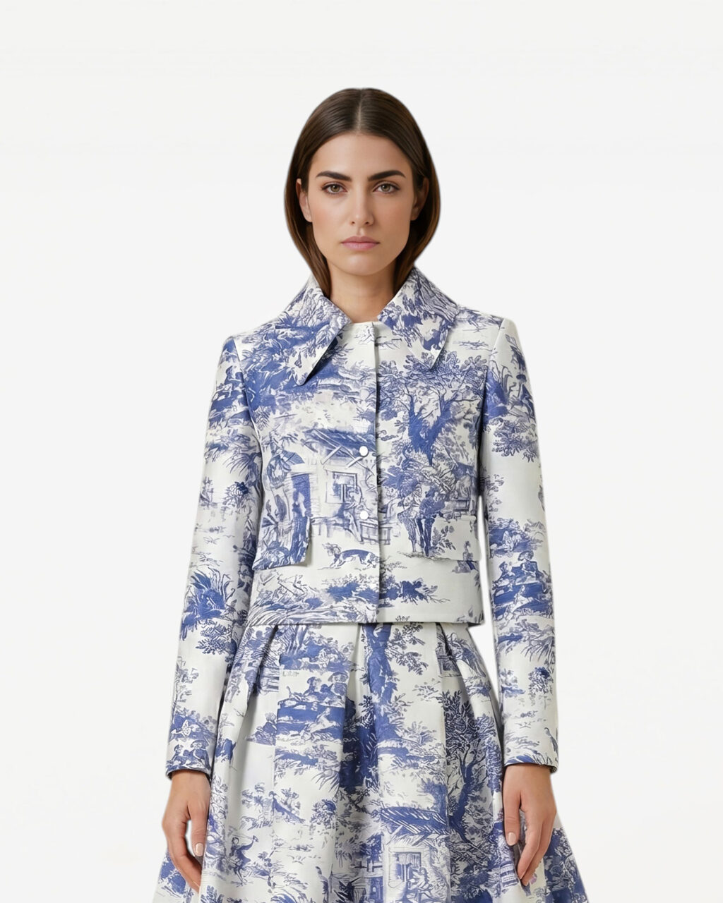 Elegancki żakiet damski Castellani w niebieski print
