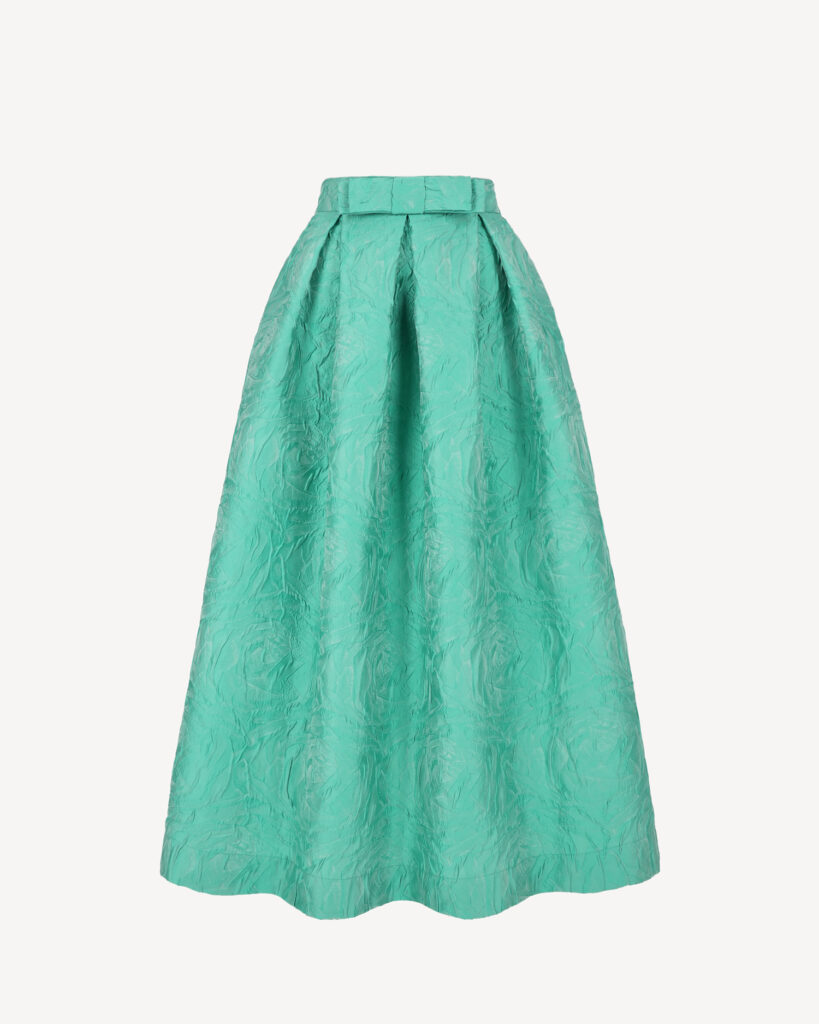 Elegancka spódnica midi żakardowa turkusowa Castellani