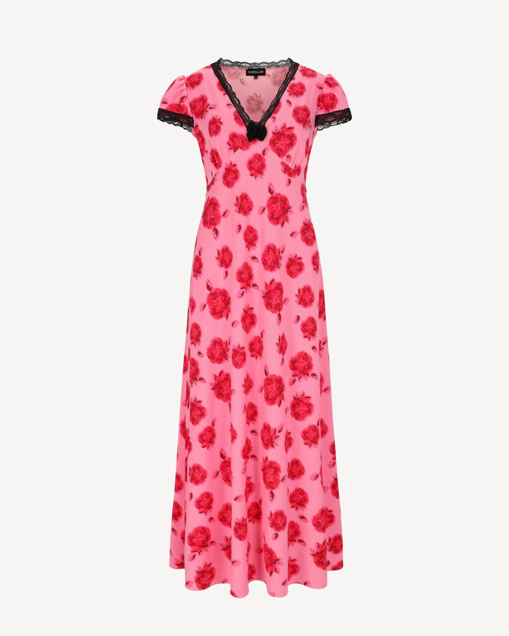 różowa sukienka maxi w róże wiskoza