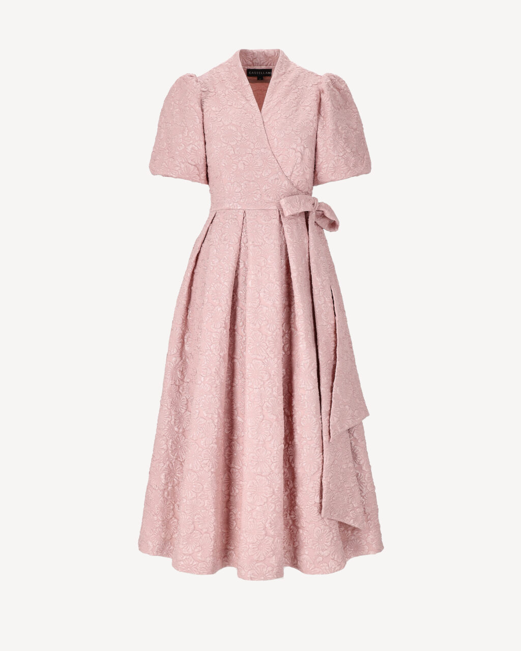 sukienka kimono żakardowa z kieszeniami Castellani pudrowy róż