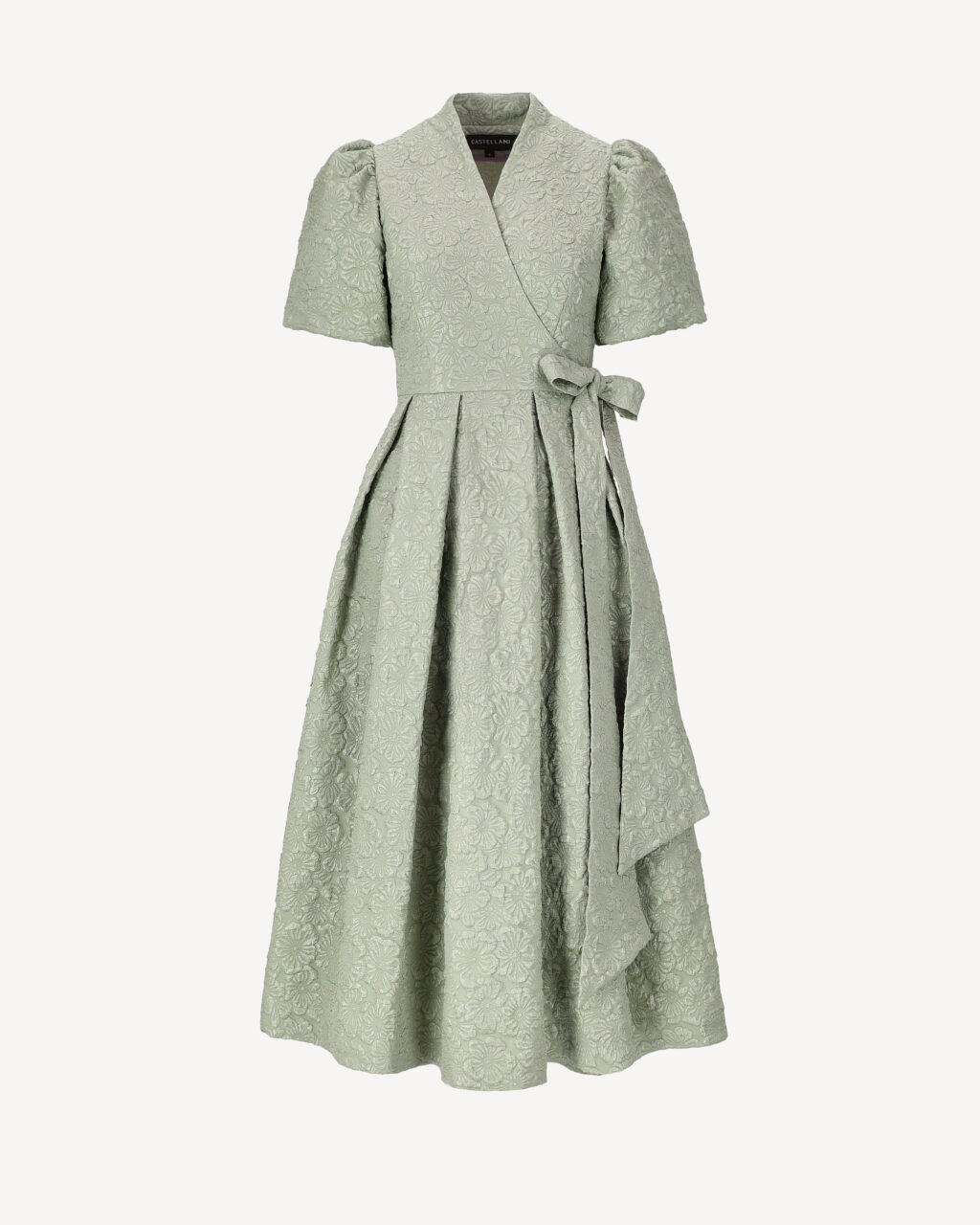 zielona sukienka kimono żakardowa z kieszeniami Castellani