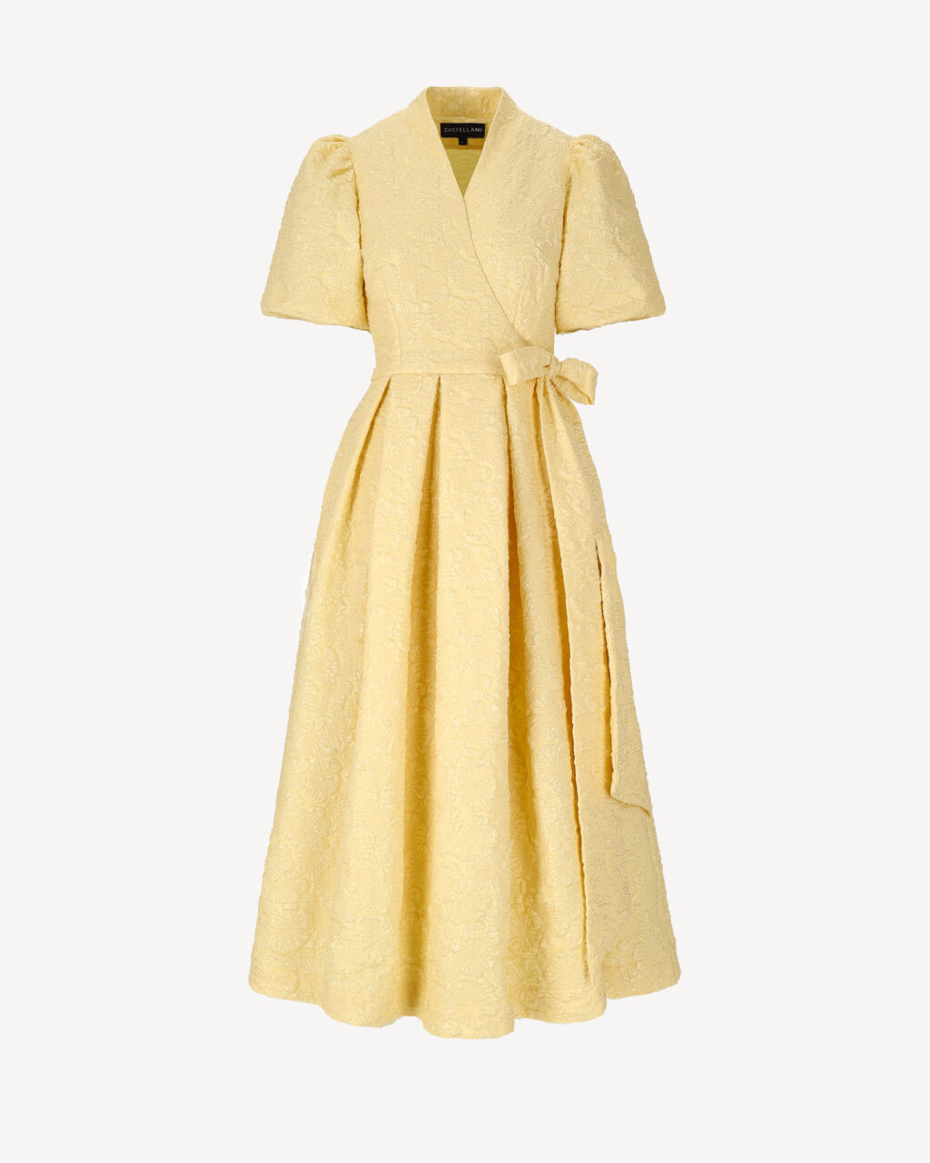 żółta sukienka kimono żakardowa z kieszeniami Castellani